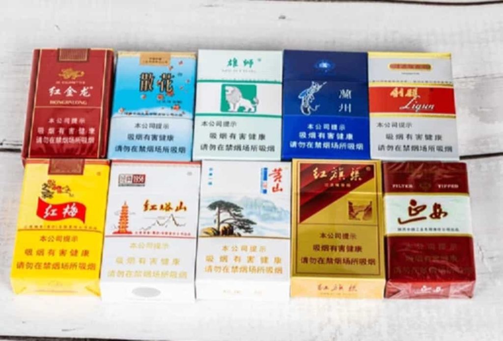 Chinese tobacco products on display
